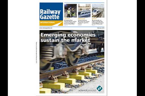 Railway Gazette International magazine, February 2015.
